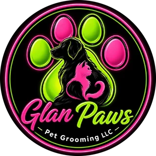 Glan Paws Pet Grooming LLC neon paw logo